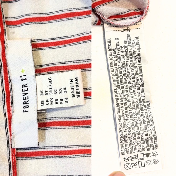 Forever 21 Striped Ruffle Button-Front Blouse Size 3X - Picture 8 of 8